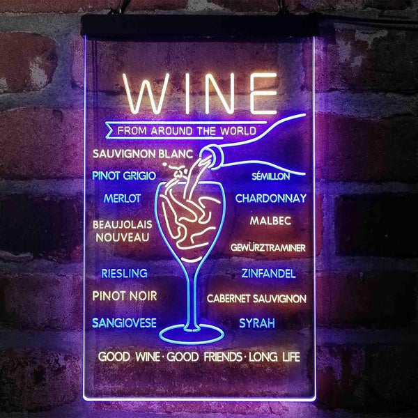 ADVPRO Wine List Red White Club Kitchen Decoration  Dual Color LED Neon Sign st6-i4106 - Blue & Yellow