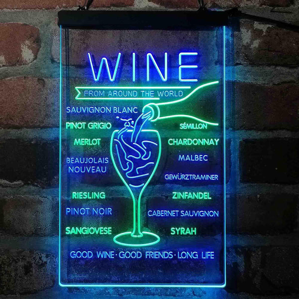 ADVPRO Wine List Red White Club Kitchen Decoration  Dual Color LED Neon Sign st6-i4106 - Green & Blue