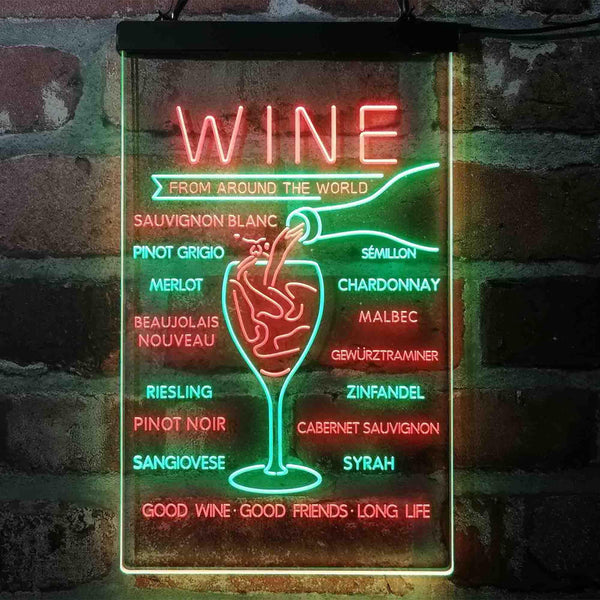 ADVPRO Wine List Red White Club Kitchen Decoration  Dual Color LED Neon Sign st6-i4106 - Green & Red