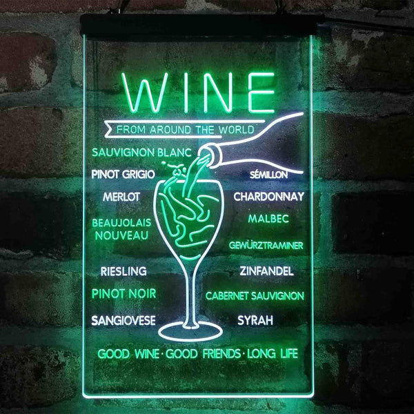 ADVPRO Wine List Red White Club Kitchen Decoration  Dual Color LED Neon Sign st6-i4106 - White & Green