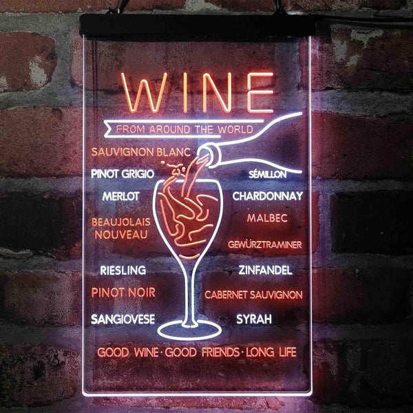 ADVPRO Wine List Red White Club Kitchen Decoration  Dual Color LED Neon Sign st6-i4106 - White & Orange