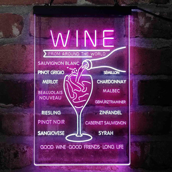 ADVPRO Wine List Red White Club Kitchen Decoration  Dual Color LED Neon Sign st6-i4106 - White & Purple