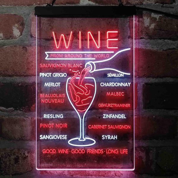 ADVPRO Wine List Red White Club Kitchen Decoration  Dual Color LED Neon Sign st6-i4106 - White & Red