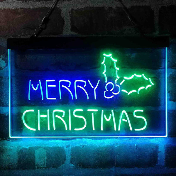 ADVPRO Merry Christmas Pine Cone Dual Color LED Neon Sign st6-i4109 - Green & Blue