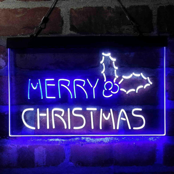 ADVPRO Merry Christmas Pine Cone Dual Color LED Neon Sign st6-i4109 - White & Blue