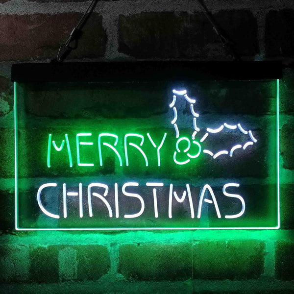 ADVPRO Merry Christmas Pine Cone Dual Color LED Neon Sign st6-i4109 - White & Green