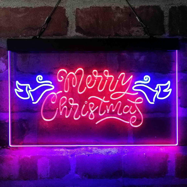 ADVPRO Merry Christmas Wing Dual Color LED Neon Sign st6-i4110 - Blue & Red