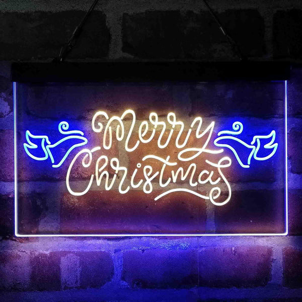 ADVPRO Merry Christmas Wing Dual Color LED Neon Sign st6-i4110 - Blue & Yellow