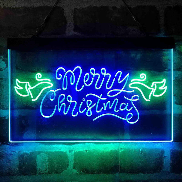 ADVPRO Merry Christmas Wing Dual Color LED Neon Sign st6-i4110 - Green & Blue