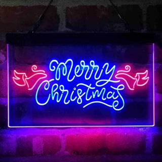ADVPRO Merry Christmas Wing Dual Color LED Neon Sign st6-i4110 - Red & Blue