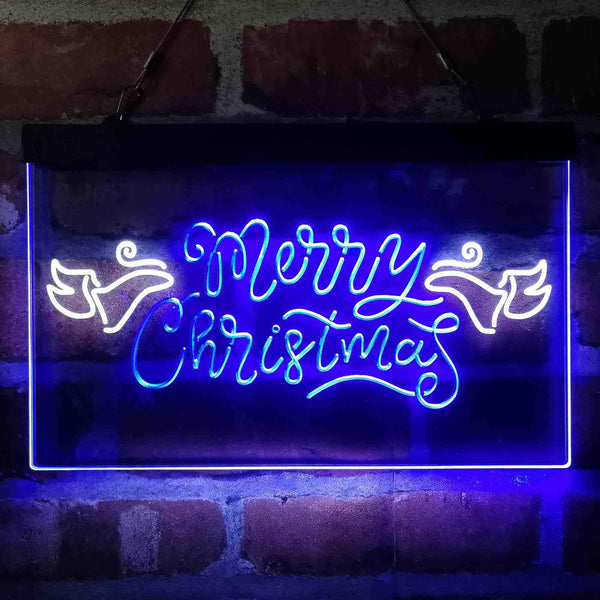 ADVPRO Merry Christmas Wing Dual Color LED Neon Sign st6-i4110 - White & Blue