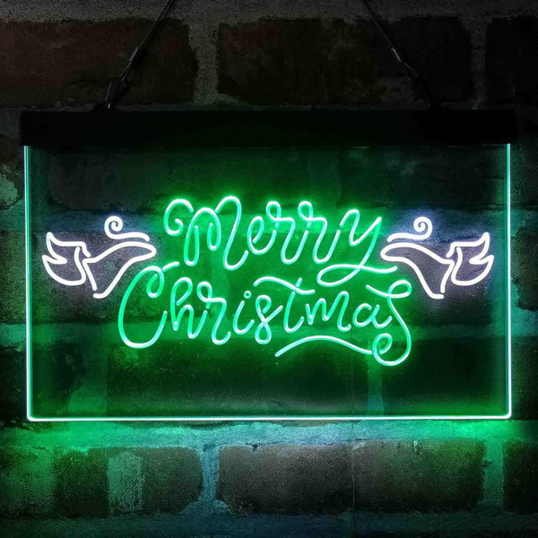 ADVPRO Merry Christmas Wing Dual Color LED Neon Sign st6-i4110 - White & Green