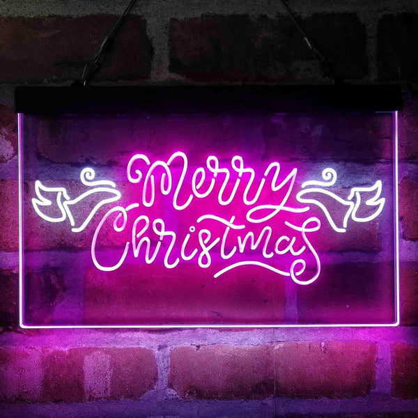 ADVPRO Merry Christmas Wing Dual Color LED Neon Sign st6-i4110 - White & Purple