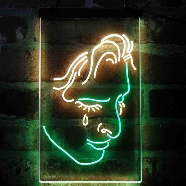 ADVPRO Woman Crying Room Display  Dual Color LED Neon Sign st6-i4111 - Green & Yellow
