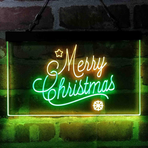ADVPRO Merry Christmas Snowflakes Star Dual Color LED Neon Sign st6-i4112 - Green & Yellow