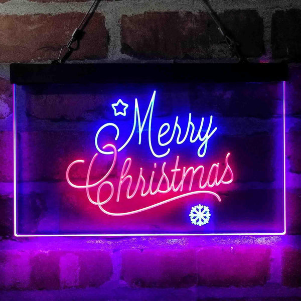 ADVPRO Merry Christmas Snowflakes Star Dual Color LED Neon Sign st6-i4112 - Red & Blue