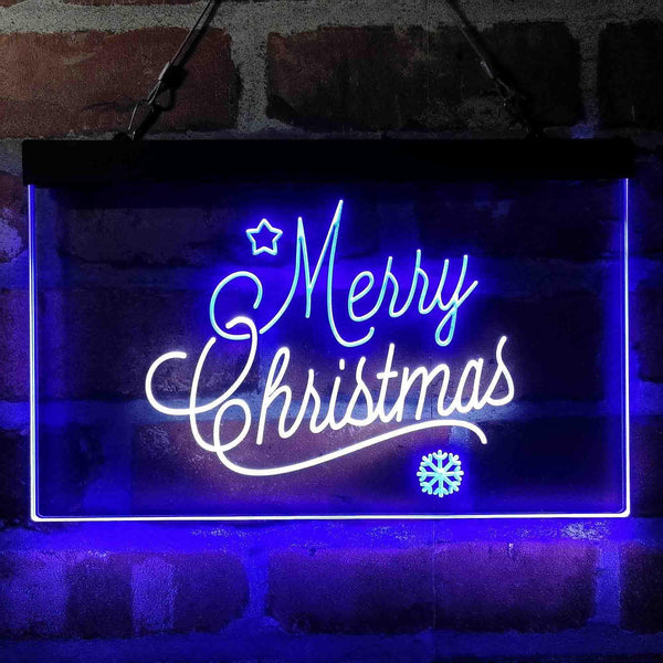 ADVPRO Merry Christmas Snowflakes Star Dual Color LED Neon Sign st6-i4112 - White & Blue