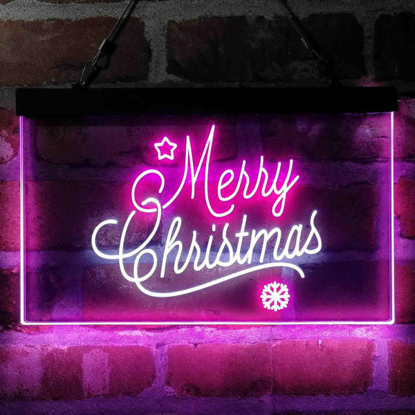 ADVPRO Merry Christmas Snowflakes Star Dual Color LED Neon Sign st6-i4112 - White & Purple