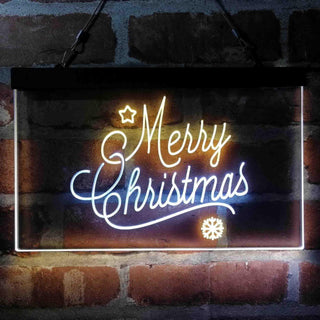 ADVPRO Merry Christmas Snowflakes Star Dual Color LED Neon Sign st6-i4112 - White & Yellow