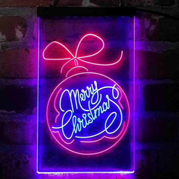 ADVPRO Merry Christmas Ball Decoration  Dual Color LED Neon Sign st6-i4113 - Red & Blue