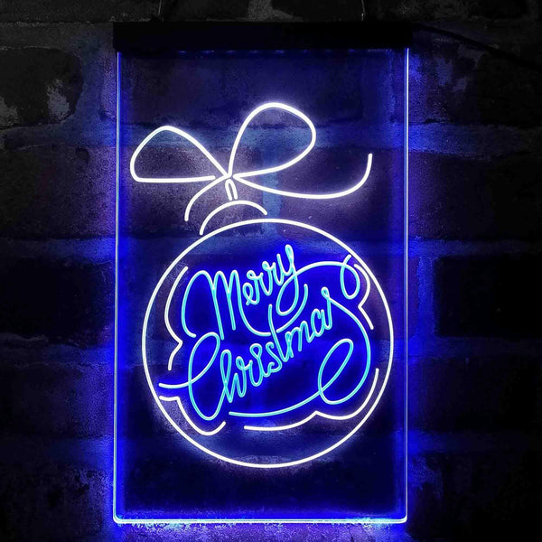 ADVPRO Merry Christmas Ball Decoration  Dual Color LED Neon Sign st6-i4113 - White & Blue