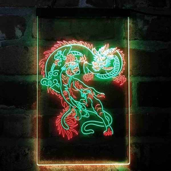 ADVPRO Tiger and Dragon Fight Man Cave Room Garage Decoration  Dual Color LED Neon Sign st6-i4114 - Green & Red