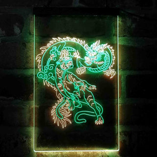 ADVPRO Tiger and Dragon Fight Man Cave Room Garage Decoration  Dual Color LED Neon Sign st6-i4114 - Green & Yellow