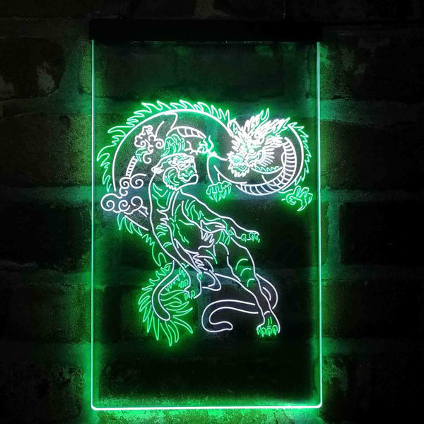 ADVPRO Tiger and Dragon Fight Man Cave Room Garage Decoration  Dual Color LED Neon Sign st6-i4114 - White & Green