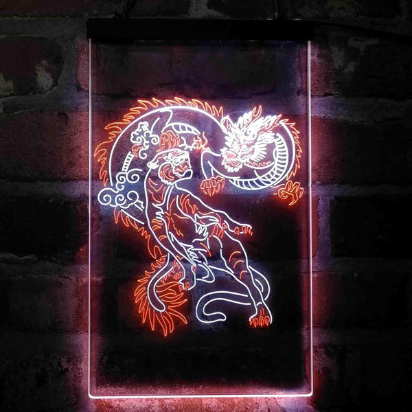 ADVPRO Tiger and Dragon Fight Man Cave Room Garage Decoration  Dual Color LED Neon Sign st6-i4114 - White & Orange