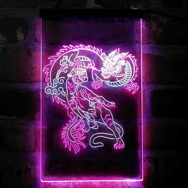 ADVPRO Tiger and Dragon Fight Man Cave Room Garage Decoration  Dual Color LED Neon Sign st6-i4114 - White & Purple