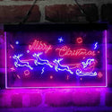 ADVPRO Merry Christmas Santa Claus Reindeer Dual Color LED Neon Sign st6-i4116 - Blue & Red