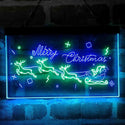 ADVPRO Merry Christmas Santa Claus Reindeer Dual Color LED Neon Sign st6-i4116 - Green & Blue