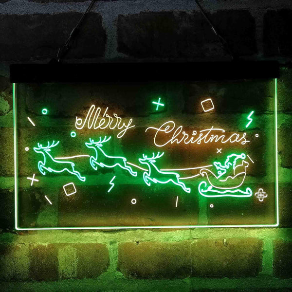 ADVPRO Merry Christmas Santa Claus Reindeer Dual Color LED Neon Sign st6-i4116 - Green & Yellow