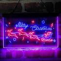 ADVPRO Merry Christmas Santa Claus Reindeer Dual Color LED Neon Sign st6-i4116 - Red & Blue