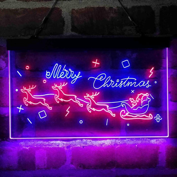 ADVPRO Merry Christmas Santa Claus Reindeer Dual Color LED Neon Sign st6-i4116 - Red & Blue