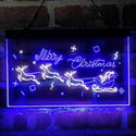 ADVPRO Merry Christmas Santa Claus Reindeer Dual Color LED Neon Sign st6-i4116 - White & Blue