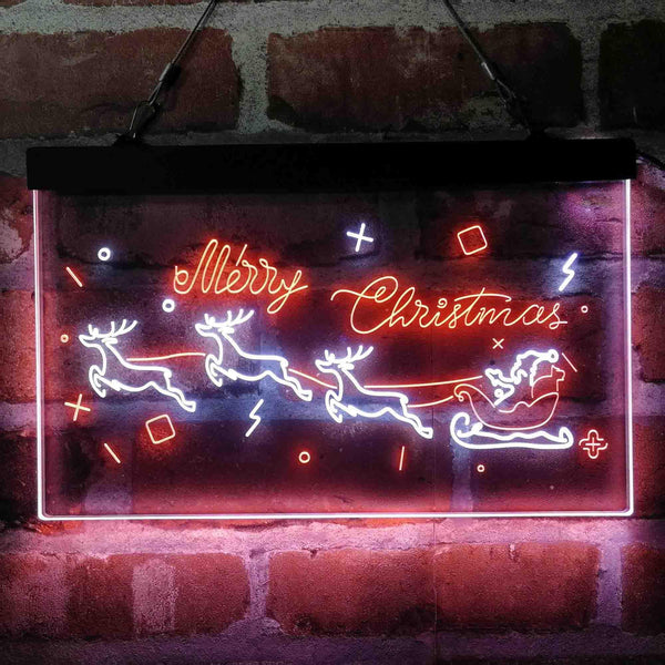ADVPRO Merry Christmas Santa Claus Reindeer Dual Color LED Neon Sign st6-i4116 - White & Orange