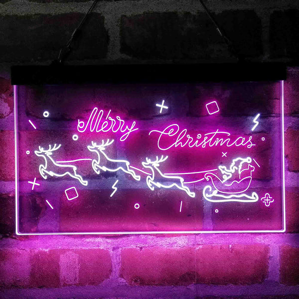 ADVPRO Merry Christmas Santa Claus Reindeer Dual Color LED Neon Sign st6-i4116 - White & Purple