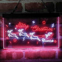 ADVPRO Merry Christmas Santa Claus Reindeer Dual Color LED Neon Sign st6-i4116 - White & Red