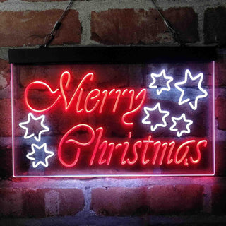 ADVPRO Merry Christmas Stars Decoration Dual Color LED Neon Sign st6-i4117 - White & Red