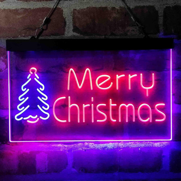 ADVPRO Merry Christmas Tree Dual Color LED Neon Sign st6-i4118 - Blue & Red