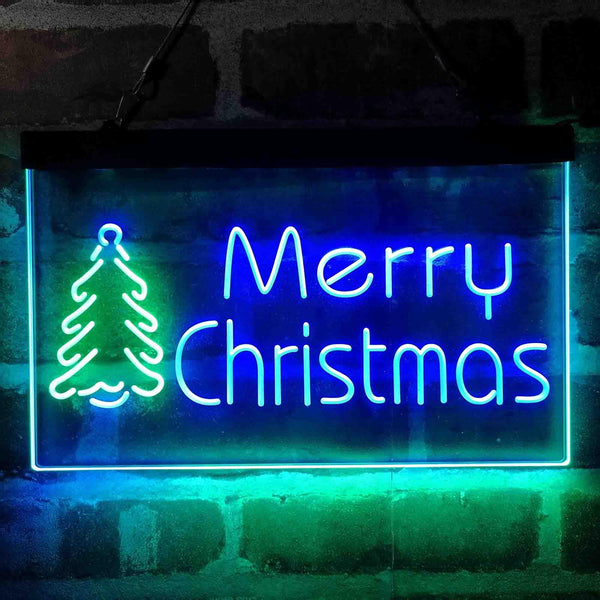 ADVPRO Merry Christmas Tree Dual Color LED Neon Sign st6-i4118 - Green & Blue