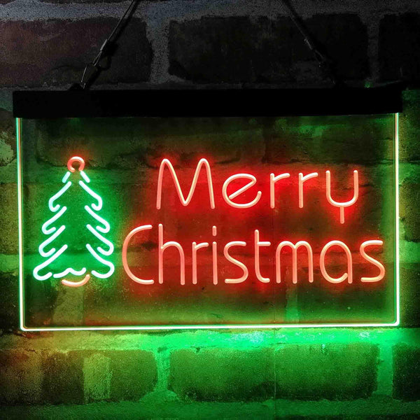 ADVPRO Merry Christmas Tree Dual Color LED Neon Sign st6-i4118 - Green & Red