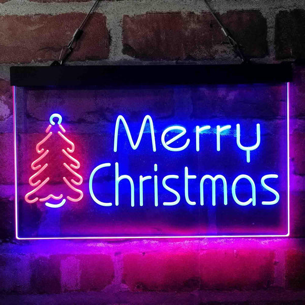 ADVPRO Merry Christmas Tree Dual Color LED Neon Sign st6-i4118 - Red & Blue