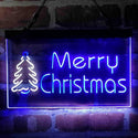 ADVPRO Merry Christmas Tree Dual Color LED Neon Sign st6-i4118 - White & Blue