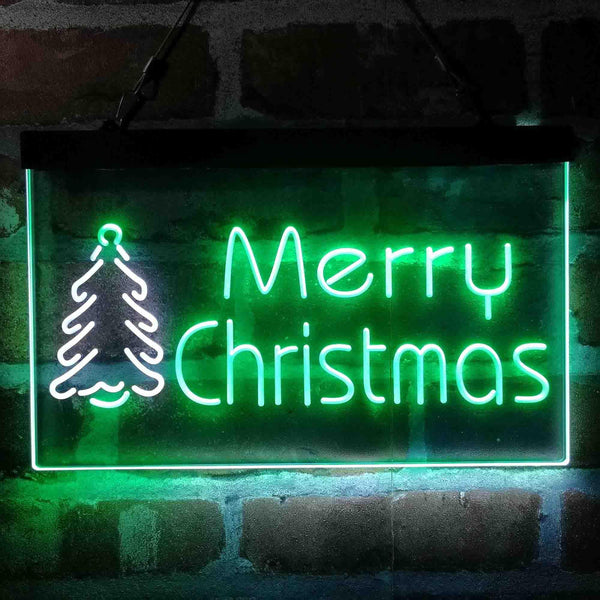 ADVPRO Merry Christmas Tree Dual Color LED Neon Sign st6-i4118 - White & Green