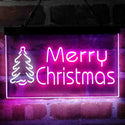 ADVPRO Merry Christmas Tree Dual Color LED Neon Sign st6-i4118 - White & Purple