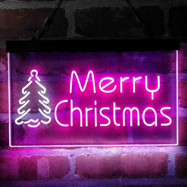 ADVPRO Merry Christmas Tree Dual Color LED Neon Sign st6-i4118 - White & Purple