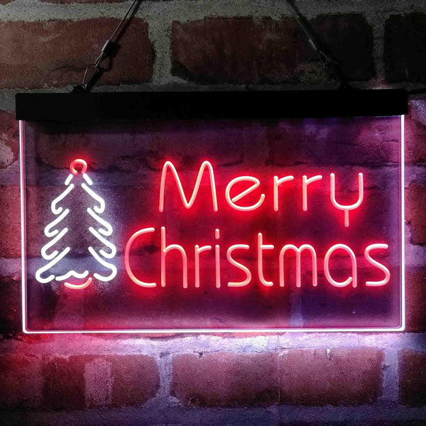 ADVPRO Merry Christmas Tree Dual Color LED Neon Sign st6-i4118 - White & Red