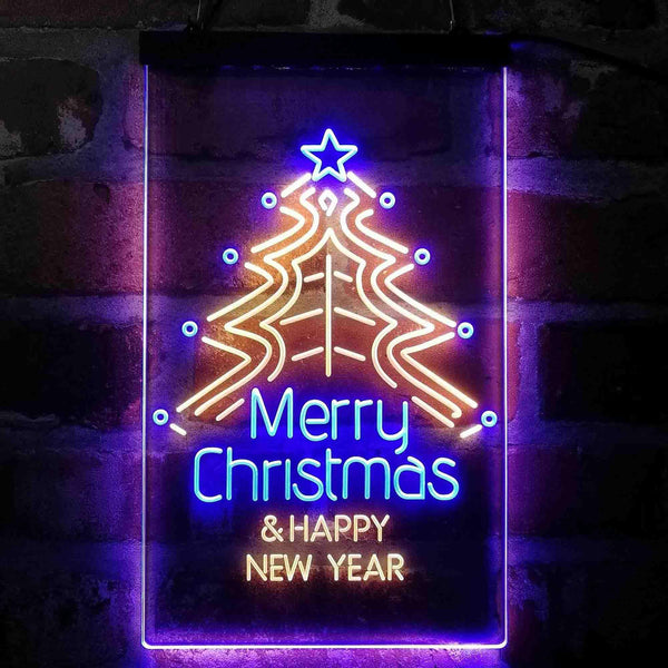 ADVPRO Merry Christmas & Happy New Year  Dual Color LED Neon Sign st6-i4119 - Blue & Yellow